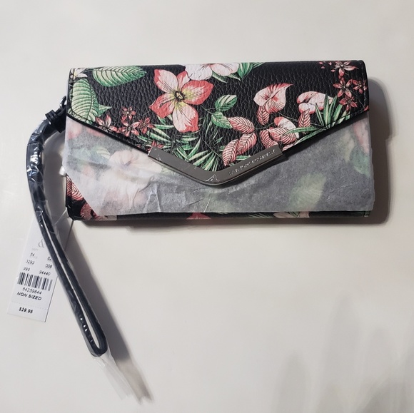 Envelope Black Floral Wallet - Picture 2 of 7